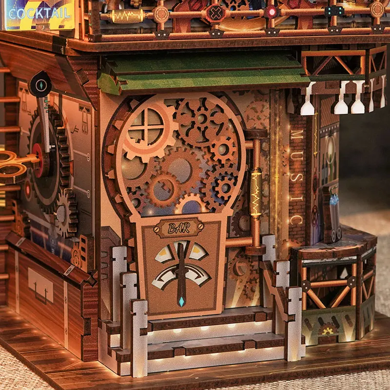 Fai da te in legno Punk Bar scatola di immagazzinaggio modello di costruzione kit City Street View Puzzle 3D artigianato fatto a mano amici regali