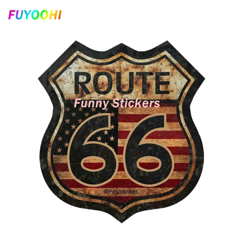 FUYOOHI Exterior/Protection Funny Stickers Vinyl Round US Route 66 Sign W/All 8 States Rv Ride Road Travel Historic Stickers