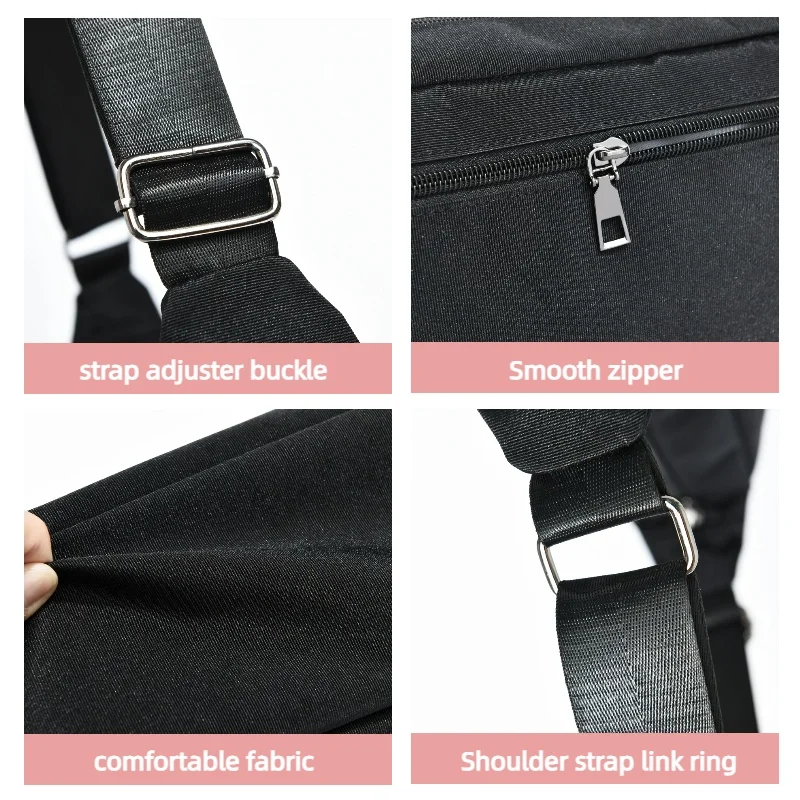 Lässige Umhängetasche für Herren, mehrschichtige Taschen, verstellbare Schultergurte, Business-Umhängetasche, Alltagstasche für den Arbeitsweg, Freizeittasche – Detail 12