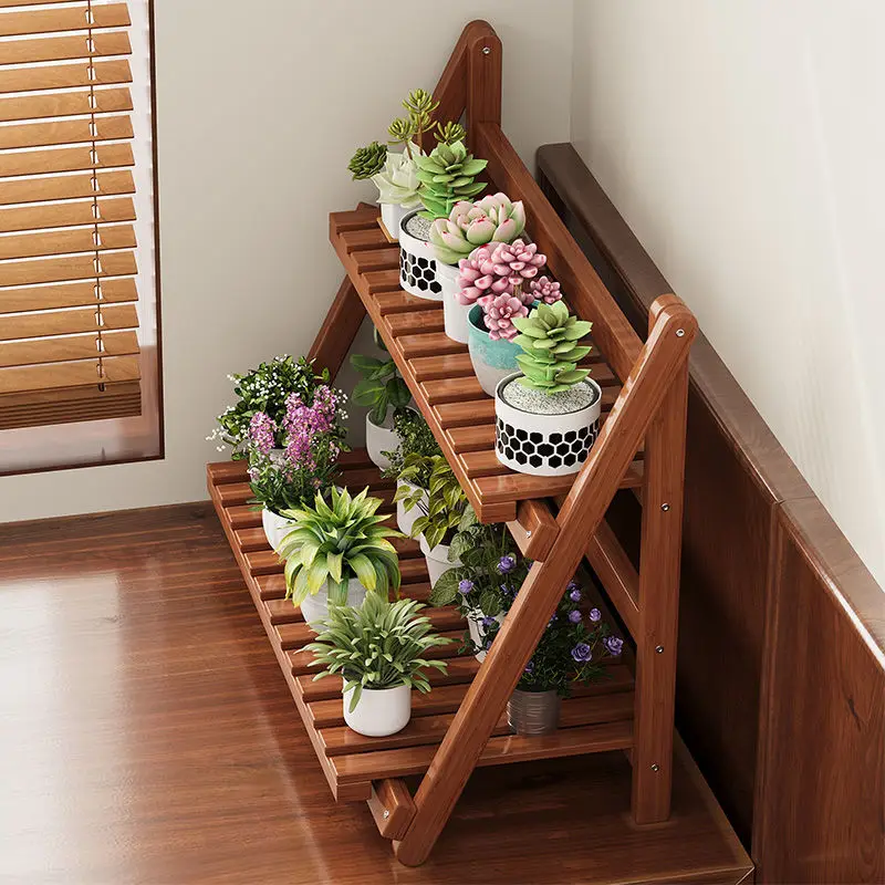 Foldable Desktop Plant Stand – Multi-Layer Stepped Shelf for Living Room & Window Sill, Tabletop Flower Pot Storage Rack