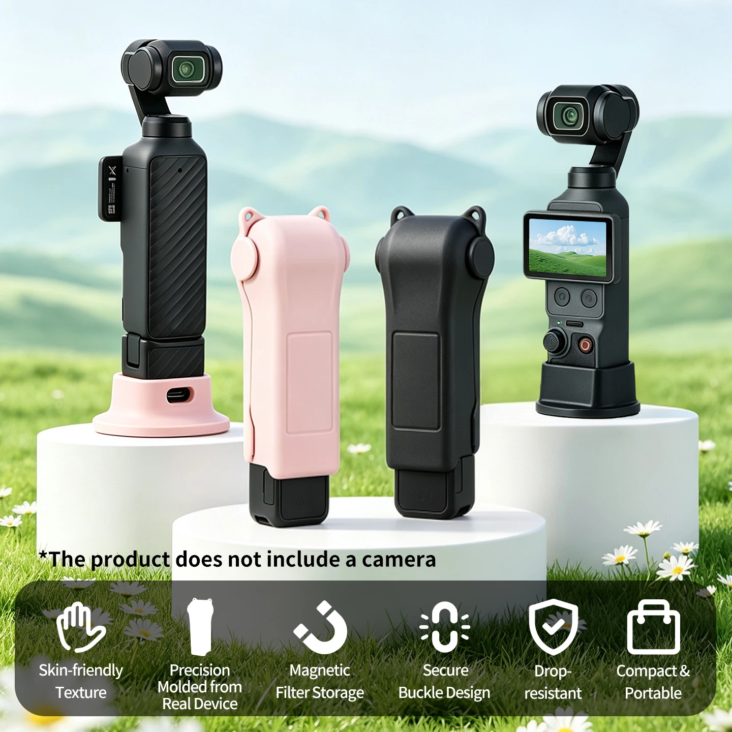 Gimbal-Aufbewahrungstasche für DJI Osmo Pocket 4 Kamera mit rutschfester Silikonbasis, unterstützt das Laden während der Nutzung von Fotografie-Zubehör. – Detail 2