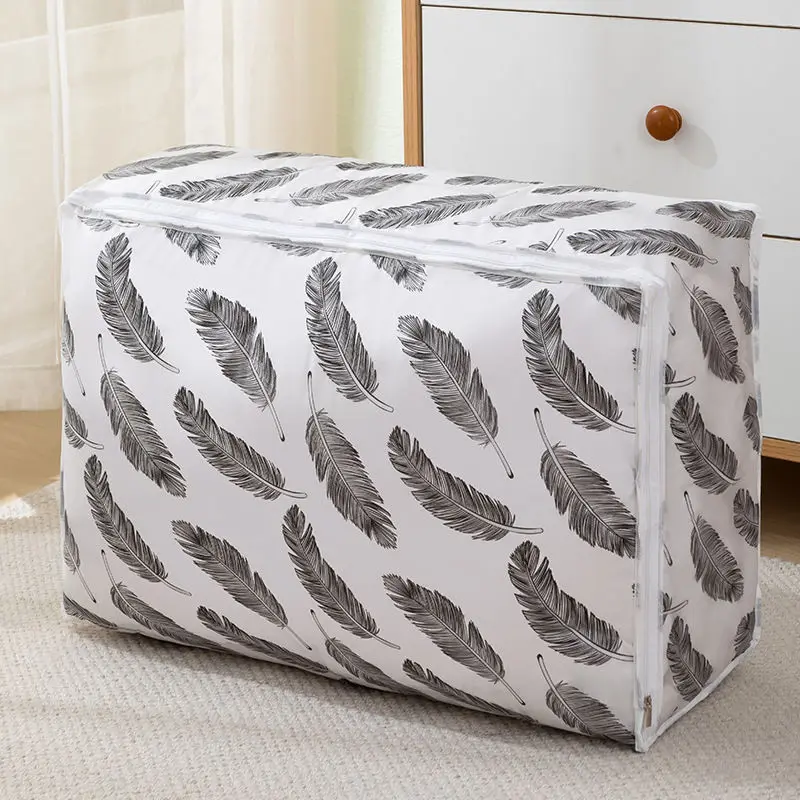 Printed Quilt Clothes Storage Bag Folding Duvet Blanket Sorting Bags Dust-Proof Closet Under-Bed Storage Moistureproof Organizer