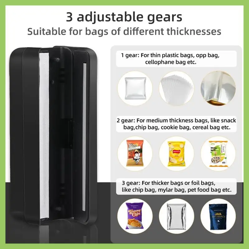 

A56T-Mini Bag Sealer, USB Charger Potato Chip Bags Heat Sealer Capper, Reseals Snack Plastic Bag Heat Seal And Cutter Durable Bl