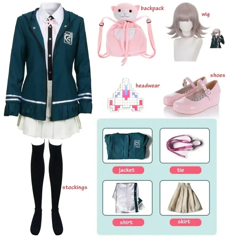 

Аниме Danganronpa Chiaki Nanami косплей униформа куртка рубашка парик сумка полный комплект для женщин карнавальный костюм