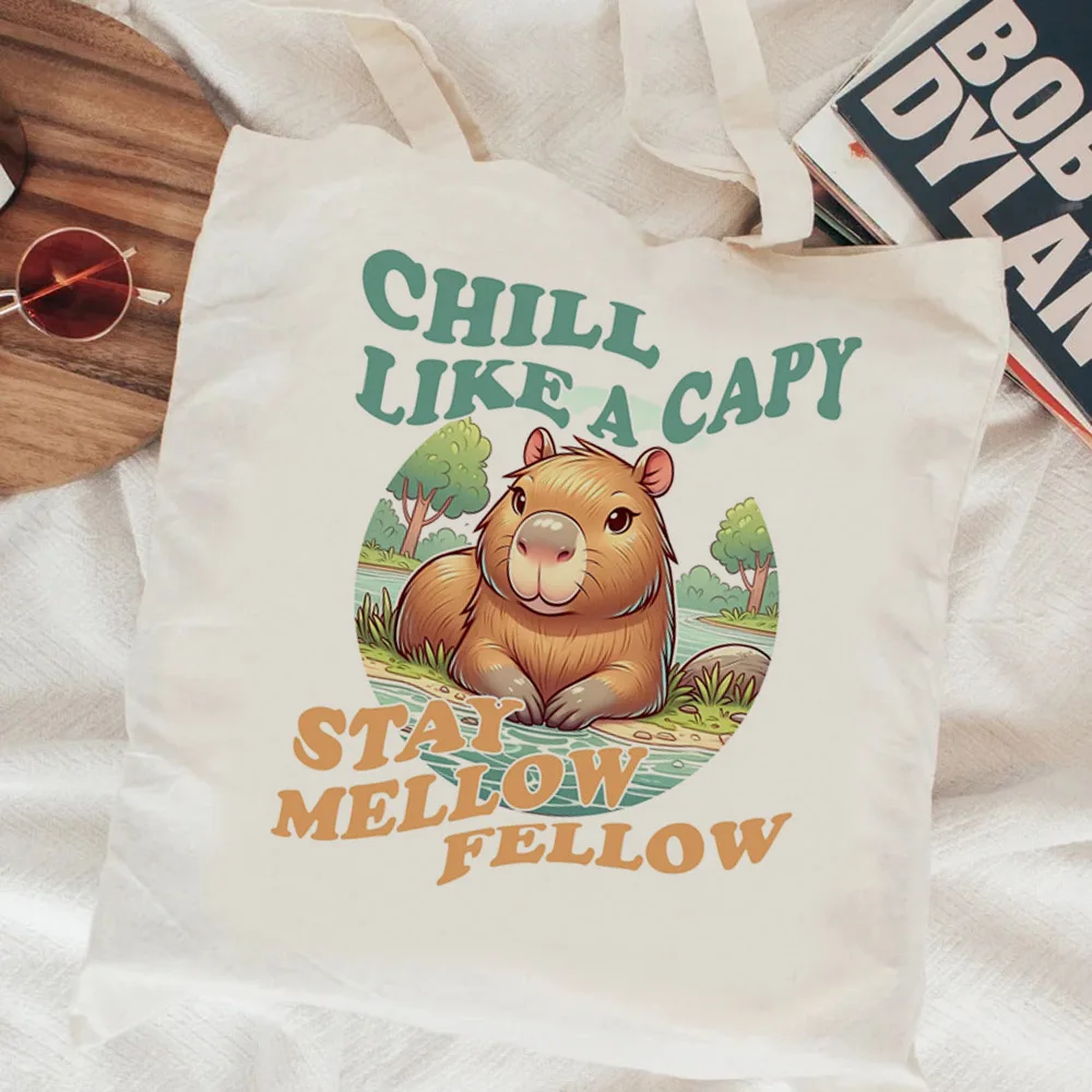 Capybara shopping bag canvas bolsa eco shopping shopper tote bag net jute bolsas ecologicas reusable grab