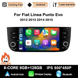 Android 14 Autoradio for Fiat Linea Punto evo 2012-2015 Car Radio Multimedia Bluetooth 6.2 Inch Touch Screen DVD Player NO 2DIN