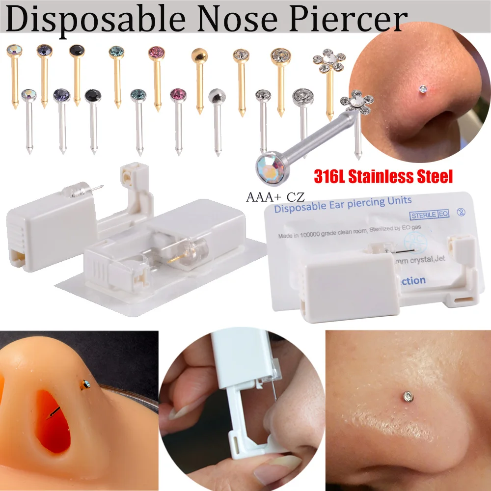 Different Crystal Safe Ear Piercing Gun Kit Disposable Disinfect Earring Piercer Machine Studs Nose Body Jewelry Piercing Tool
