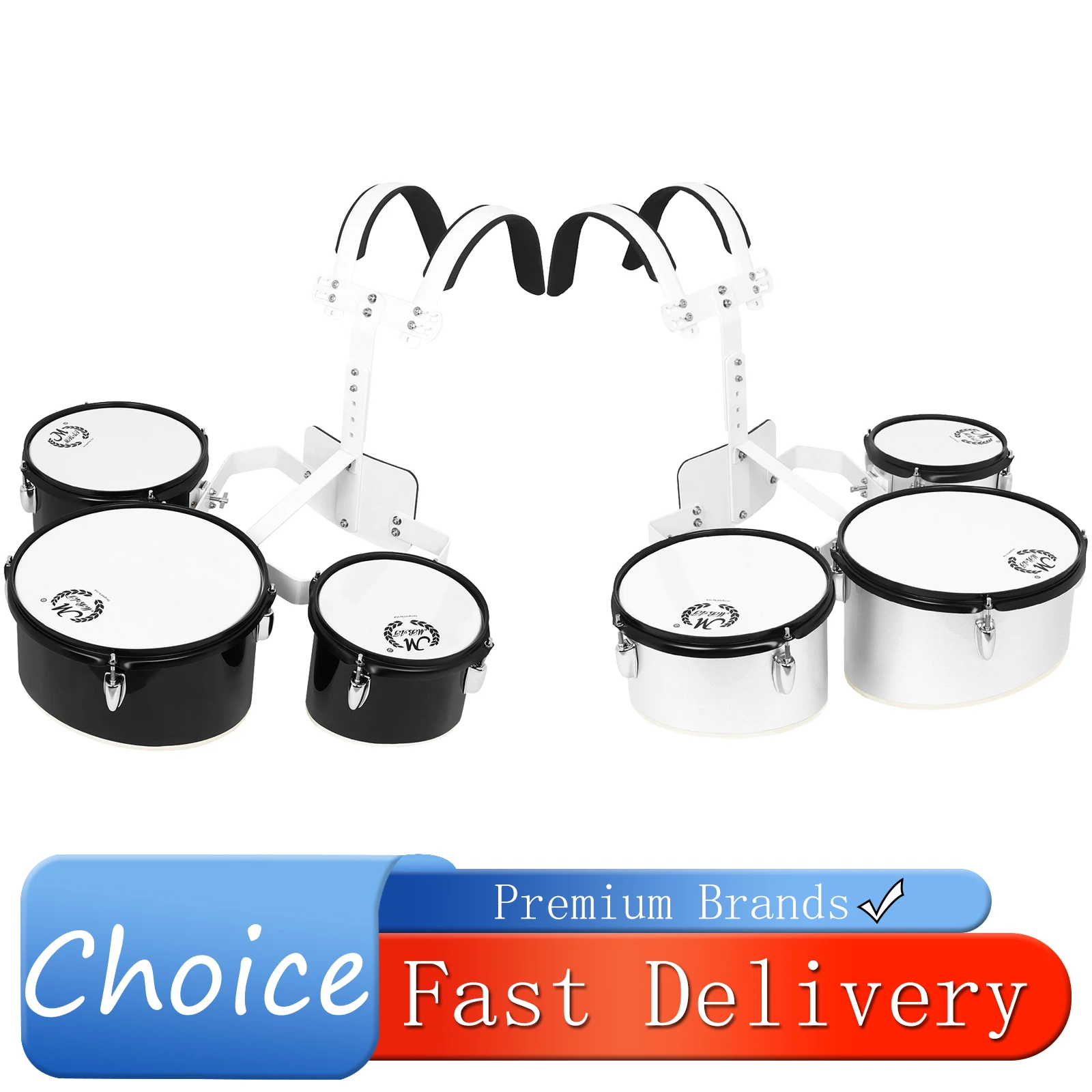 Drums Marching Triple Drum Silvery Band Polyphonic Drum Back-rack Triple Drum March Into For Professional Marching Drum Dand
