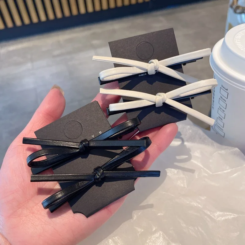 

2 шт., новинка, заколки для волос с бантом из искусственной ленты, черные длинные металлические заколки ручной работы, новый продукт, головные уборы