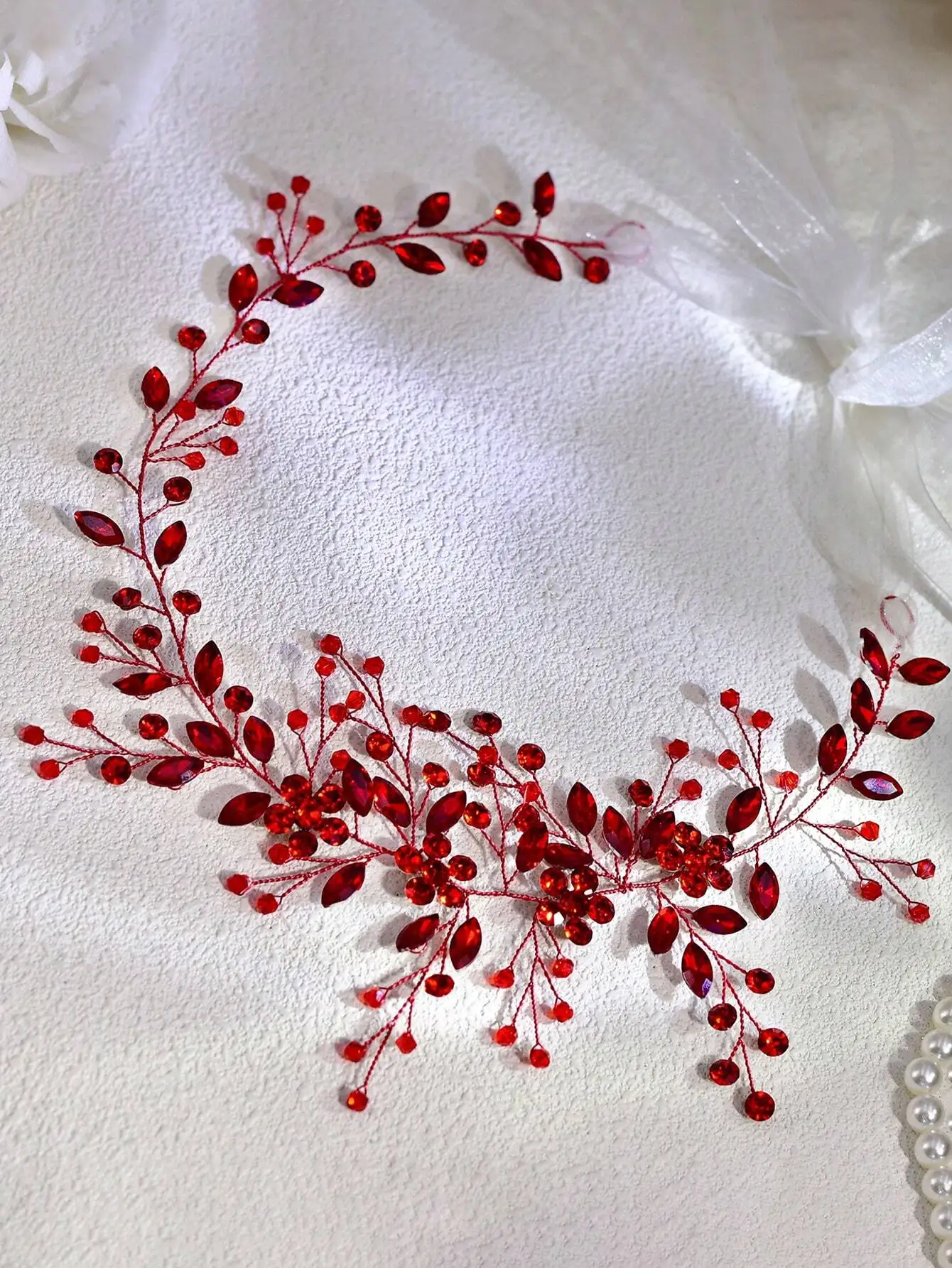 

1pc Red Crystal Headband, Elegant & Exquisite, Lightweight & Luxurious, Suitable For Holidays, Galas, Weddings, Decorations,