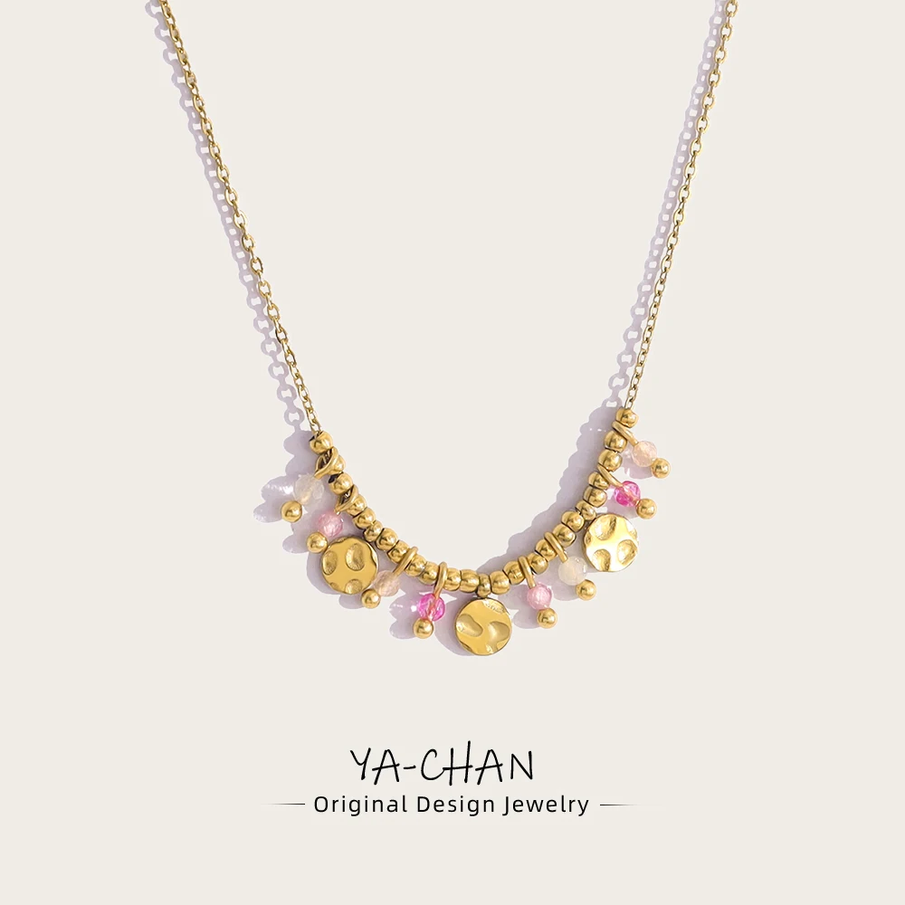 

YACHAN 18K Gold Plated Charms Stainless Steel Pendant Necklace for Women Chic Elegant Trendy Waterproof Jewelry