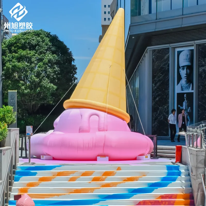 インフレータブル漫画かわいいアイスクリームアイスキャンディーエアモデル - モール屋外キャンプフェアテーマチェックインアートディスプレイ小道具