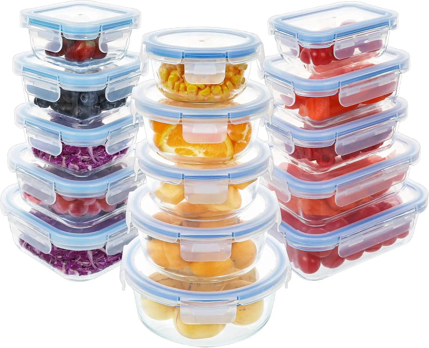 

30 Piece Glass Food Storage Containers Set, Glass Meal Prep Containers with Lids, Airtight Lunch Storage Containers, Microwave,