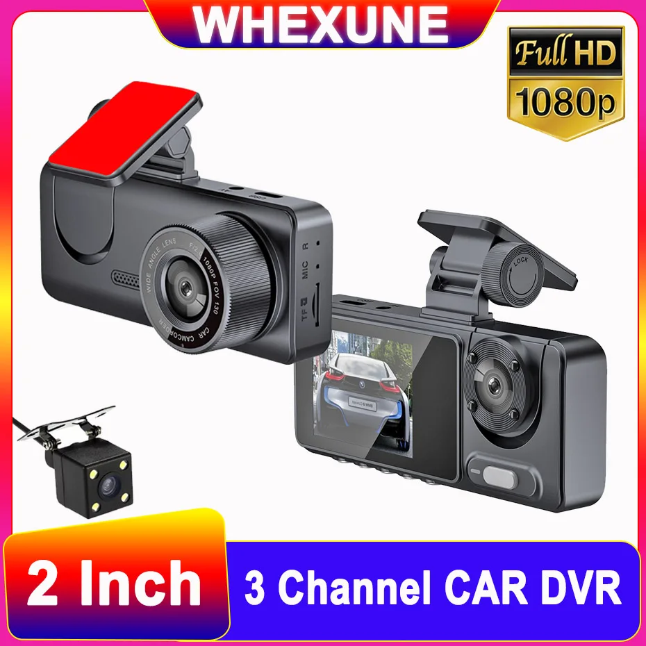 3 Channel Dash Cam 3 Lens Car Dvr Video Recorder Dashcam DVRs Black Box Dual Lens DVR With Rear View Camera 24H Parking Monitor