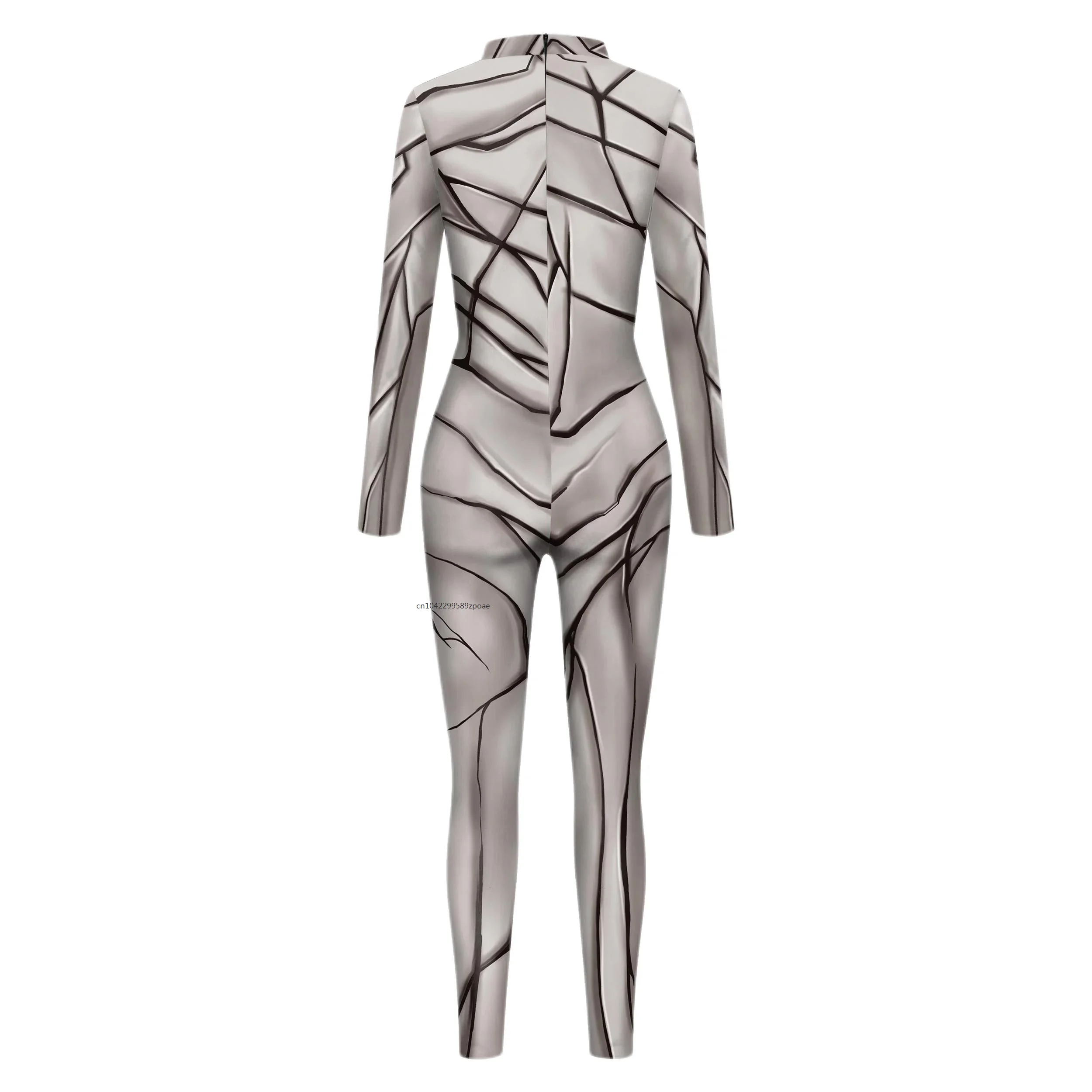 Women Cosplay Costume Zentai Bodysuit Broken Body 3D Print Jumpsuits Halloween Party Outfits Female Long Sleeve Clothes