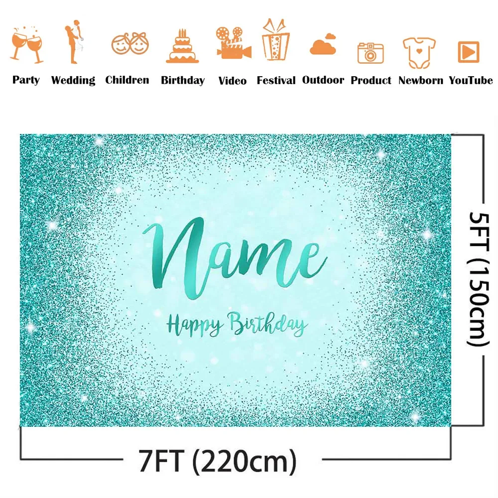 خلفية عيد ميلاد لامعة باللون الأخضر نقاط لامعة اسم 16th DIY خلفية صورة مخصصة لتزيين حفلات أعياد الميلاد السعيدة