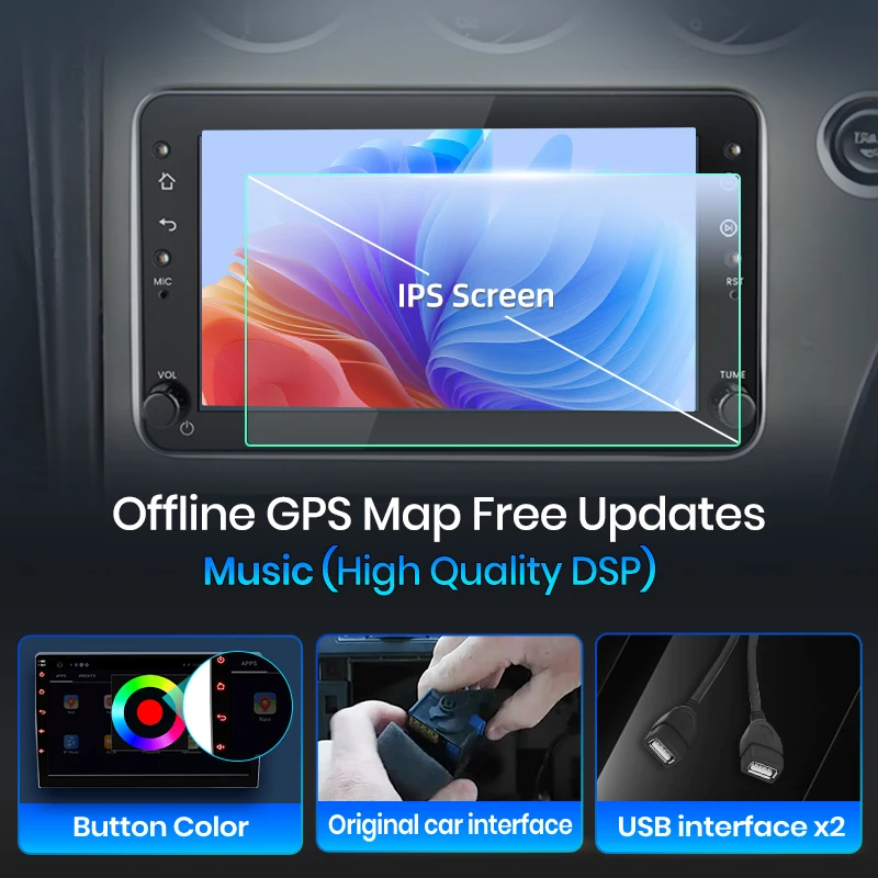 Radio de coche Junsun de 7' con CarPlay inalámbrico y Android Auto para Alfa Romeo 159 Brera Spire Sportwa, sistema multimedia inalámbrico Apple CarPlay, sistemas inteligentes, pantalla táctil IPS, reproductor de video estéreo, unidad principal de autorradio 2 Din, navegación, BT, GPS, 4G, WIFI, FM, AM, DSP, RDS, SWC. 5