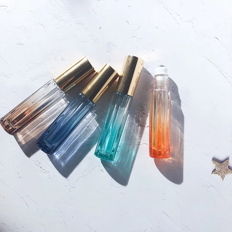 100pcs Colorful Thick Perfume Bottles Rolling On Essential Oil Empty Travel Glass Refillable Bottle