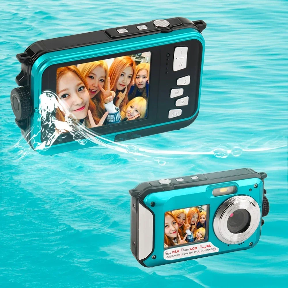 2.7inch TFT Digital Camera Waterproof 24MP MAX 1080P Double Screen 16x Zoom Camcorder HD268 Underwater Anti-Shake Full HD Video