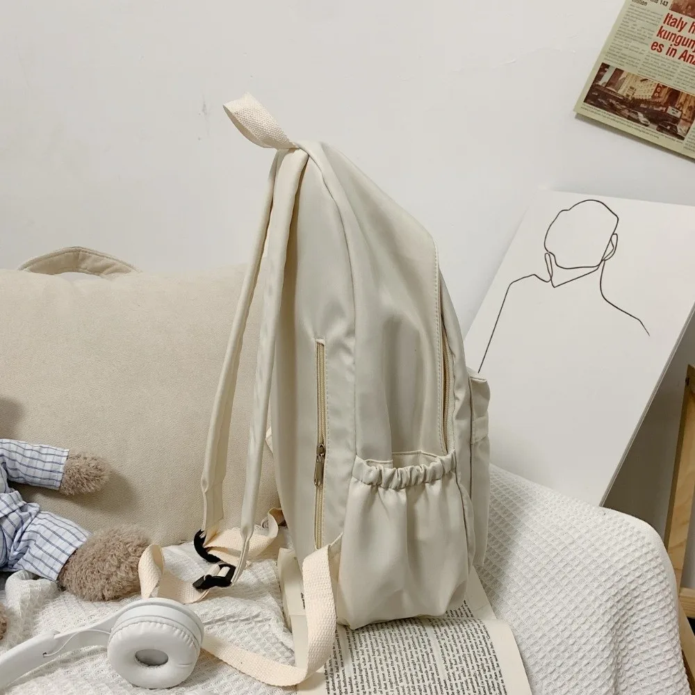 Zaino scolastico carino di grande capacità Zaini a spalla con cerniera tinta unita Versione coreana Zaini per lo shopping stile semplice Donna