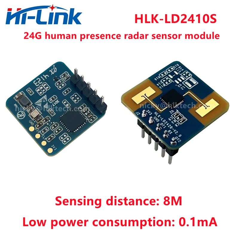 Free Ship Hi-Link New 0.1mA low power HLK-LD2410S 24G 3.3V Sensor Human Presence Sensing Radar Module Detection distance 8M