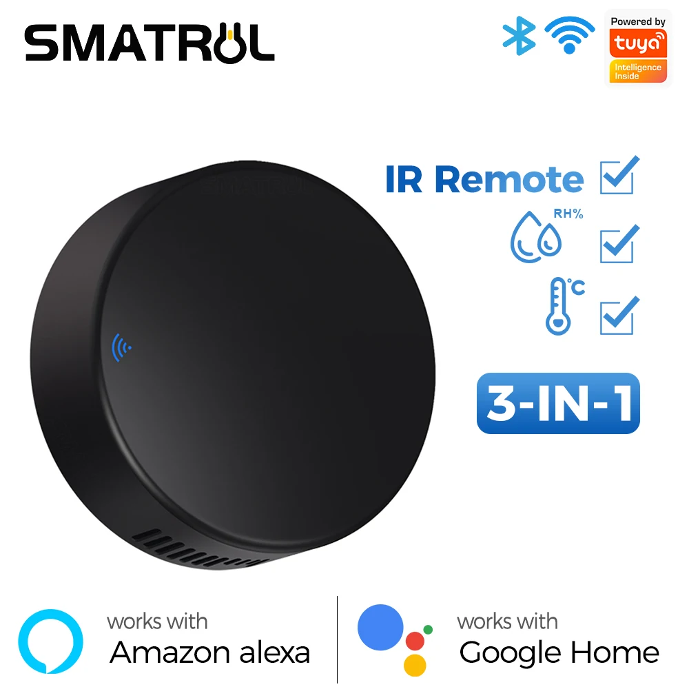 Tuya Smart Wifi IR telecomando sensore di umidità della temperatura universale per ventola del condizionatore d\'aria TV DVD Voice Alexa Google Home