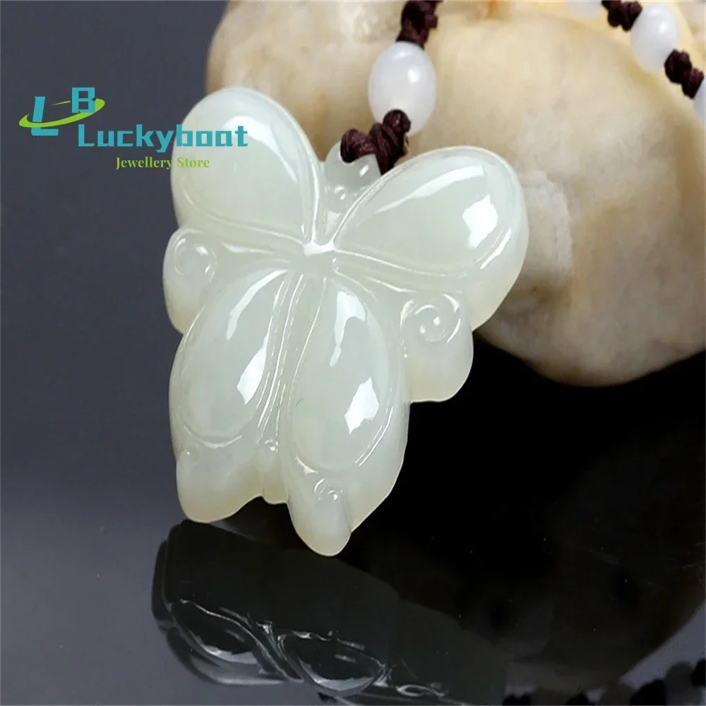 Natural Hetian White Jade Butterfly Pendant Simple, Warm, Delicate, and Exquisite Sculpture Fashion Butterfly Men's and Women's