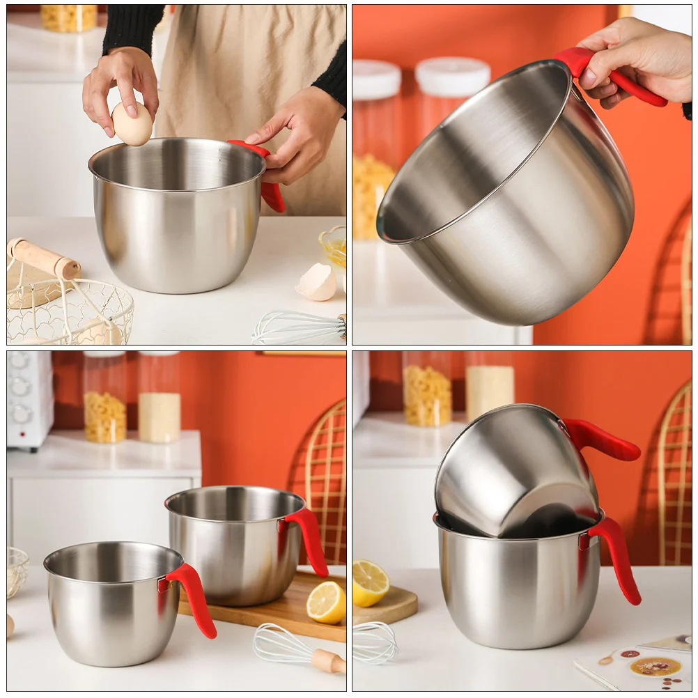 

1Pcs Stainless Steel Egg Whisking Bowl Thick Deep Handle Mixing Salad Cream Bowl Kitchen Tool Multipurpose Kitchen Gadget