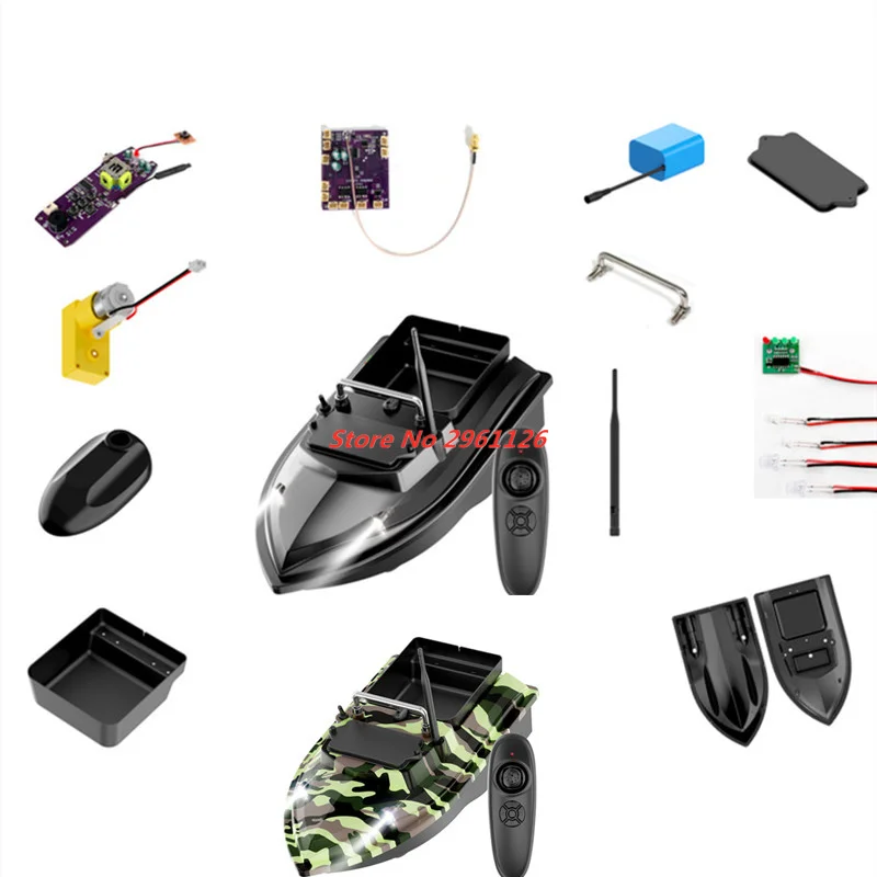 V050 RC Bait Boat Spare Parts 7.4V Battery/Hopper/Receiver/Motor/Motor Cover/Handle/Battery Cover V050 Bait Boat Accessories Toy