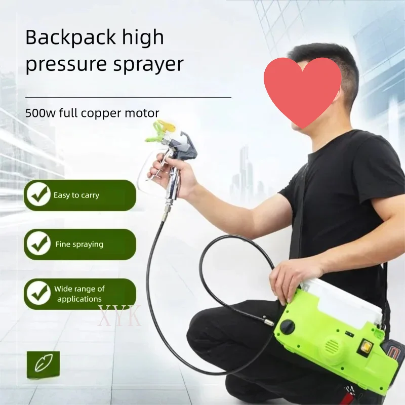 Backpack Sprayer Paint Spray Gun Latex Paint Lithium Battery Rechargeable Wall Marking Handheld High Pressure Piston Sprayer