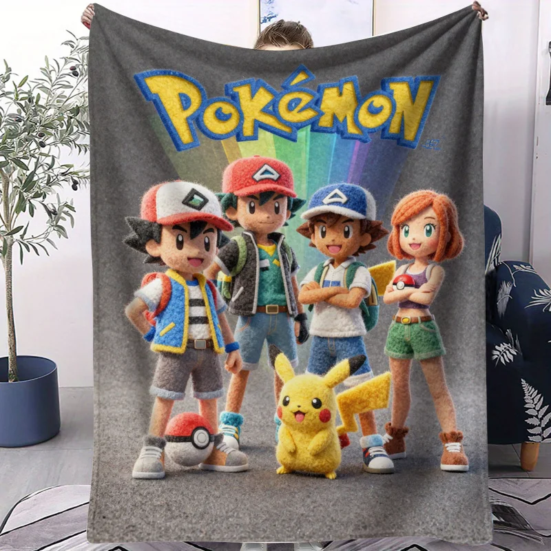 

Фланелевое одеяло Pokémon: Мягкий и теплый плед с Пикачу для дивана, кровати, кемпинга. Идеальный подарок для фанатов и детей.