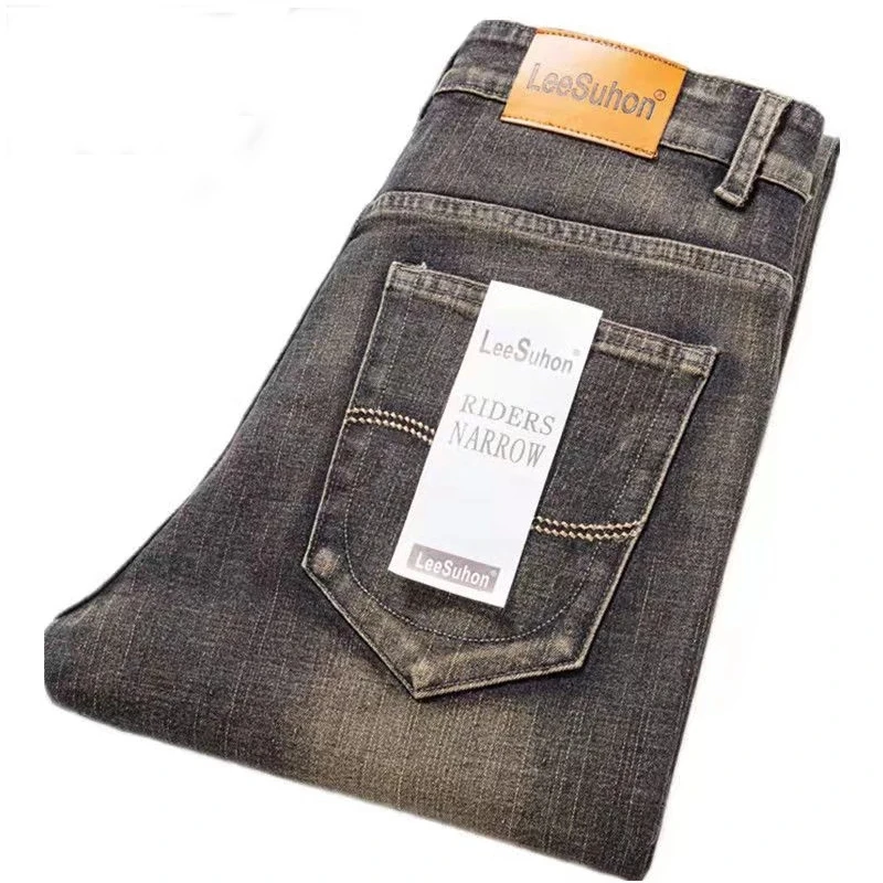 2023 New Men's Stretch Regular Fit Jeans Business Casual Classic Style Fashion Denim Trousers Male Black Gray Blue Pants