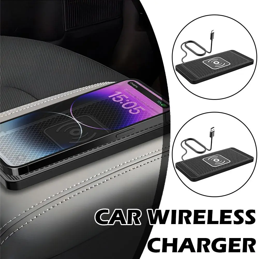 2in1 15w Non-slip Silicone Wireless Charger Mat Car Dashboard Holder Stand Fast Charging Stand For A5y7