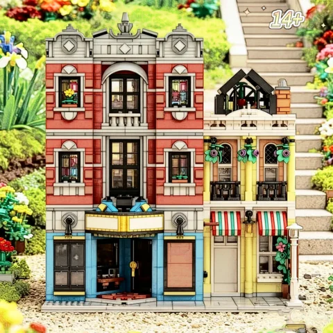 2899PCS 2026 New Jazz Club Pizzeria Building Blocks Fully Compatible Creative Scene Construction Model DIY Desktop Ornament Gift