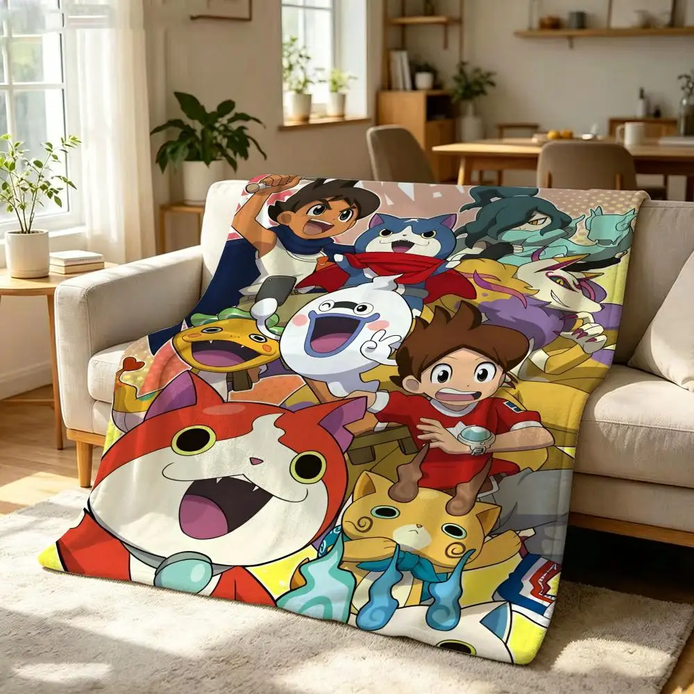 Cartoon Y-Yo k-kai W-Watch Throw Soft Warm Flannel Throw Blanket, Multi-use for Sofa Bed Office Nap