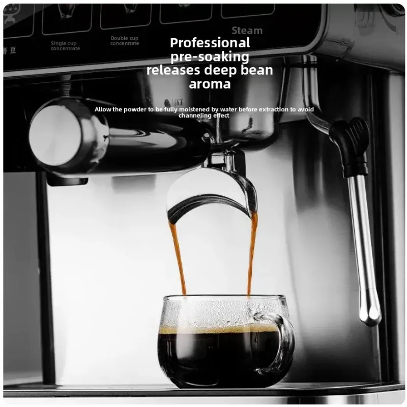 Stainless Steel Coffee Machine Espresso Maker Grinder Steamer Hot Water Dispenser All in One Home Office - view 2