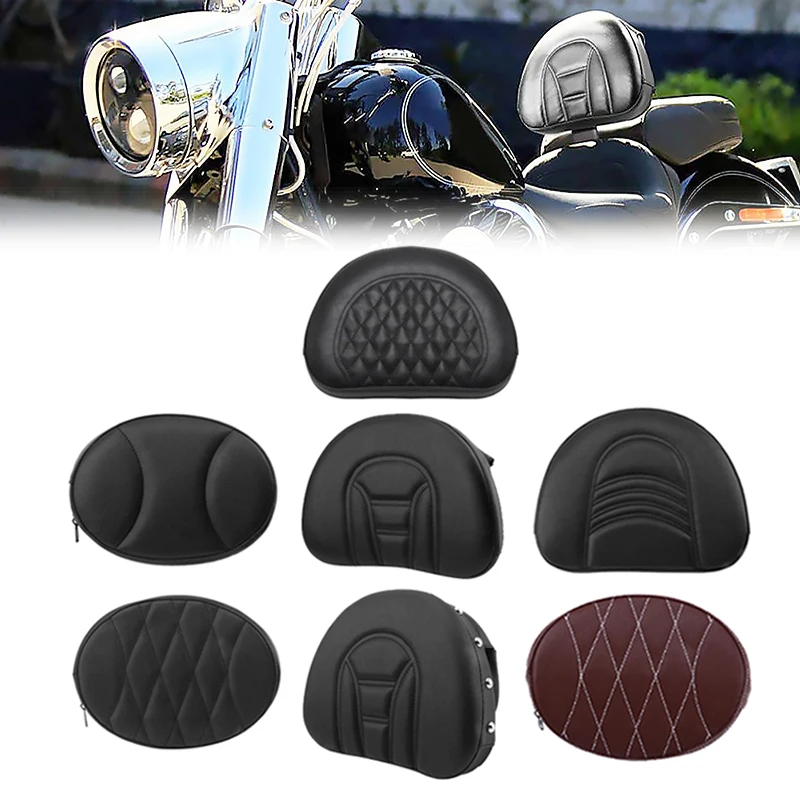 Motorcycle Adjustable Sissy Bar Backrest W/Pocket Driver Rider Cushion Pillow Pad For Harley Touring Road King Glide FLHT FLHX