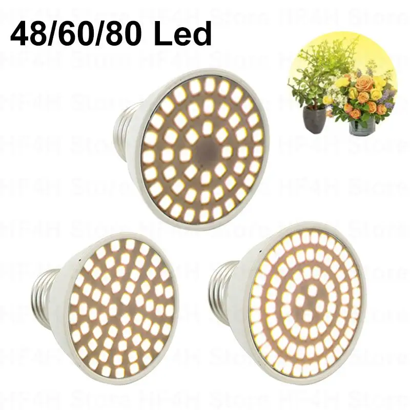 48 60 80 LED plant Grow light bulbs indoor Full Spectrum E27 phytolamp yellow vegs cultivo growbox sunlike Flower greenhouse box