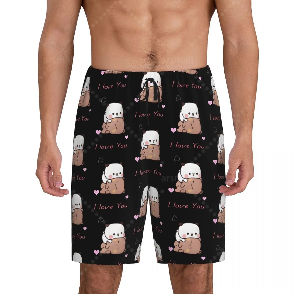 

Bubu Dudu Playing Soft Panda Bear Men's Cool Flat Horn Shorts Street Stretch Shorts Beach Shorts Daily Wear Underwear Sleepwear