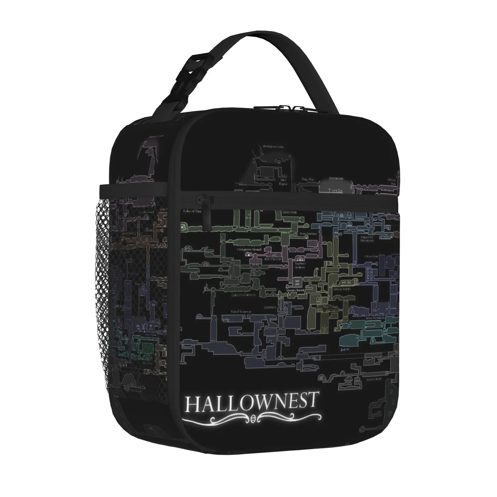 Insulated Lunch Tote Bag Hollow Knight Silksong Game Map Unique Mysterious Cooler Thermal Lunch Food Box Multifunction School