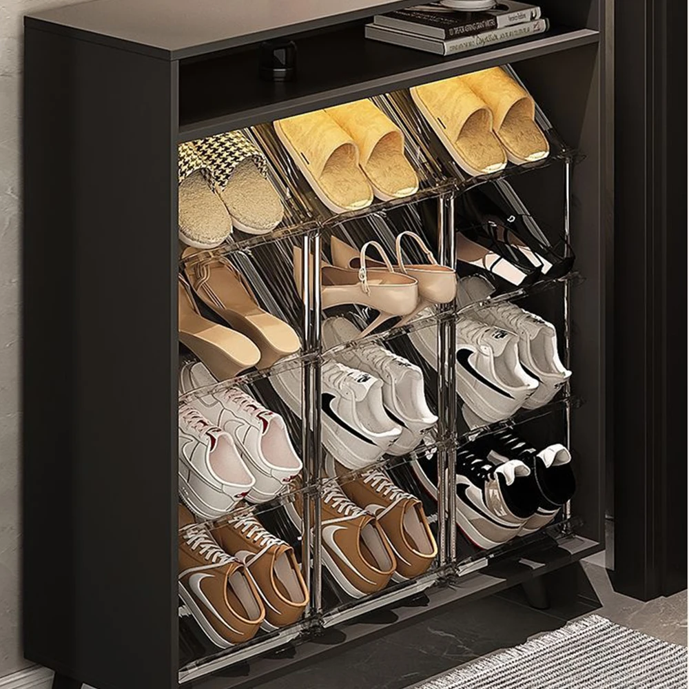 Sturdy and Durable Stainless Steel Shoe Rack Tilted Save Space Shoe Cabinet 4/5 Layers Light Luxury Multi-Tiers Shoes Shelf