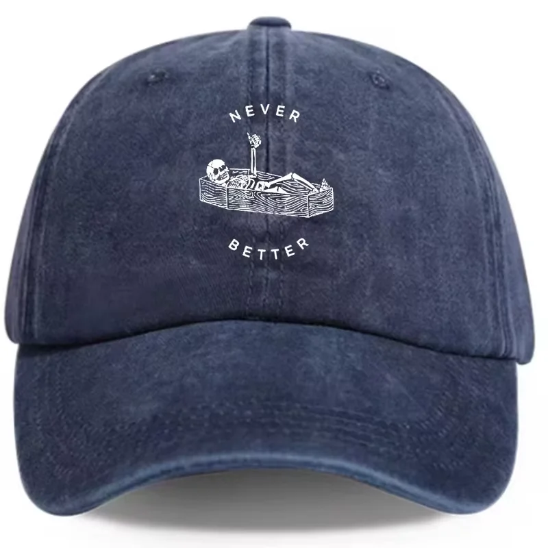 قبعة بيسبول بنمط جمجمة قابلة للتعديل لا تتلاشى أبدًا مصنوعة من القطن، قابلة للتنفس، وقابلة للغسل، وأسلوب متعثر