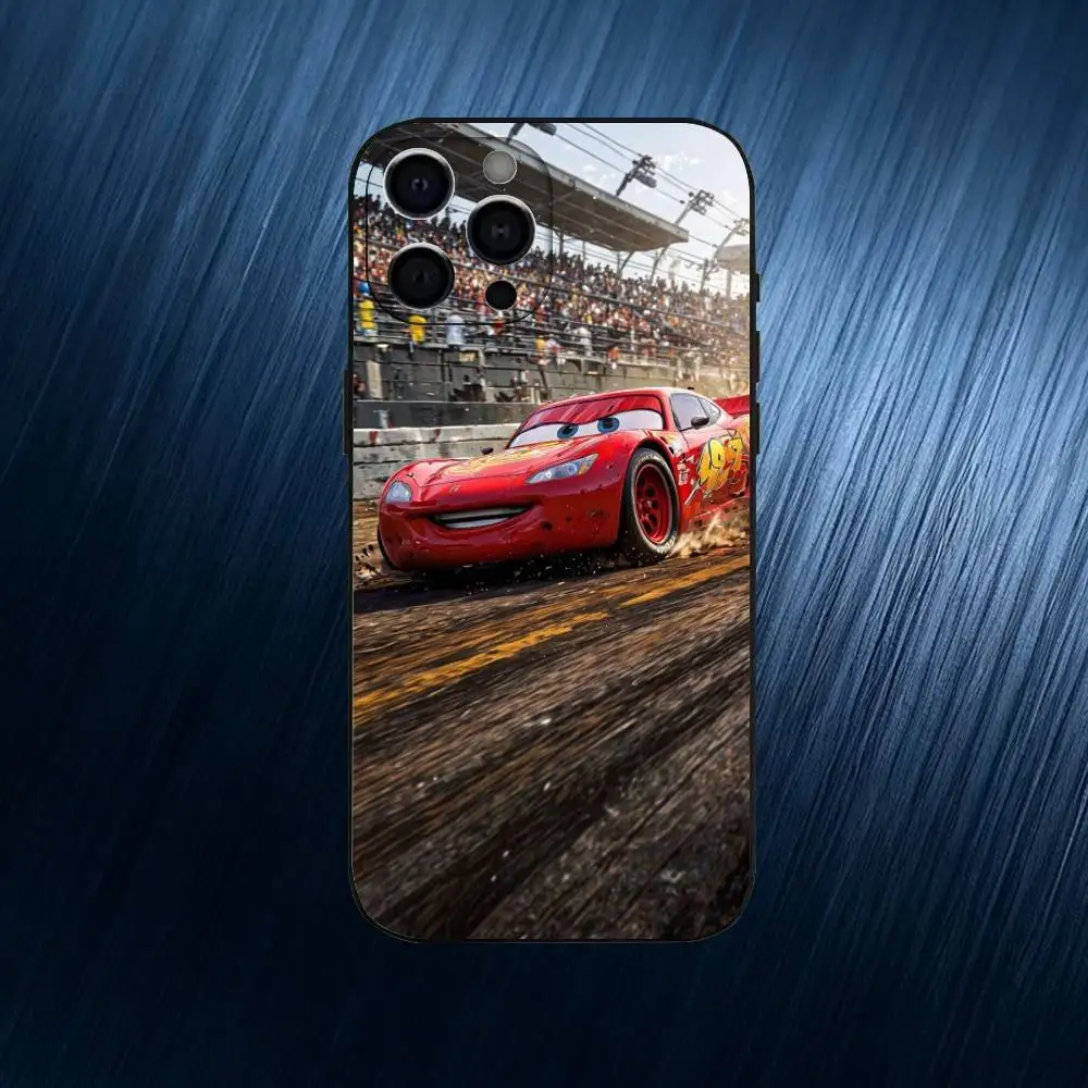 Movie L-Lightning Mc-MCQueenS-S  Phone Case For iPhone 17,16,15,14,13,12,11 Plus,Pro Max, Black Silicone Cover