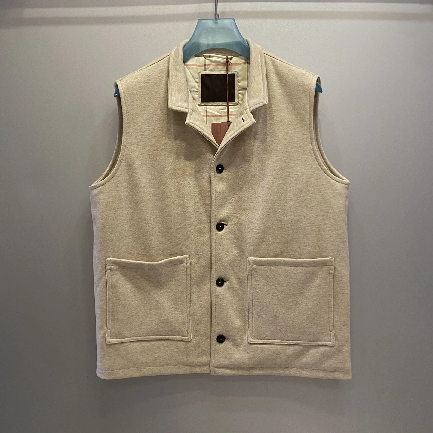 

Итальянский LP 25aw однотонный мужской повседневный жилет с лацканами, хлопковый жилет с подкладкой