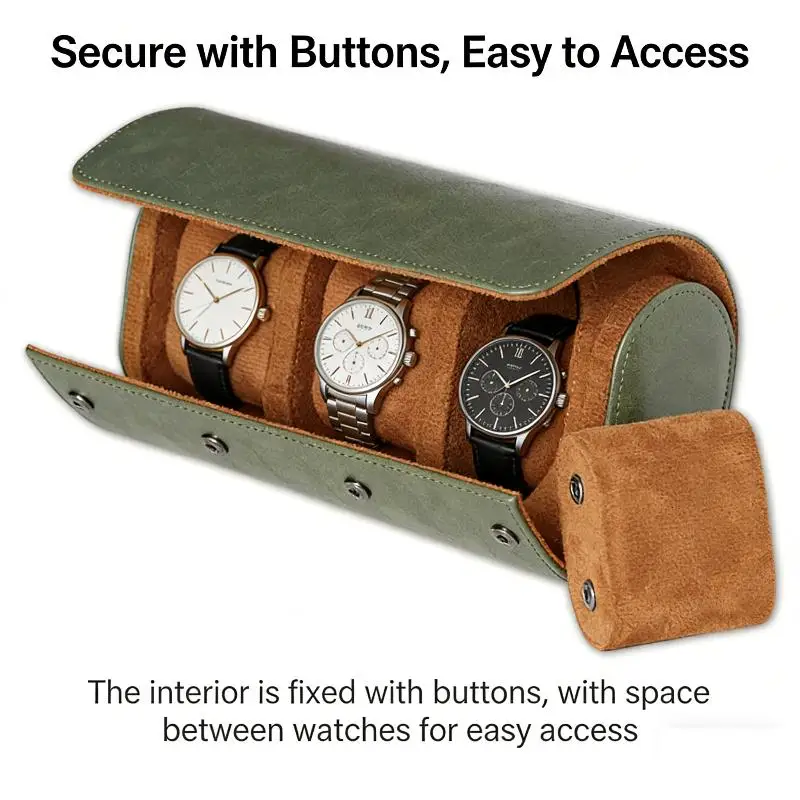 

SUSU 1PC Leather Watch Roll 1 2 3 Slots Luxury Genuine Storage Box Travel Bag Watch Case Gift Box Watch Pouch For Men Women