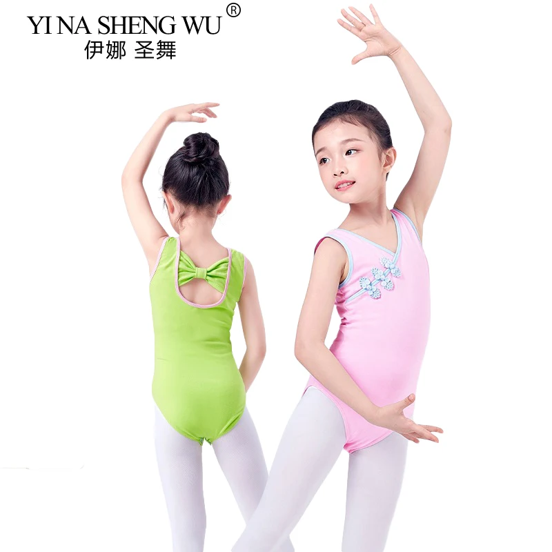 New Children Ballet Dance Wear Chinese Classical Style Ballet Dance Leotard Children Girls Pink Short Sleeve Leotard Dance Wear