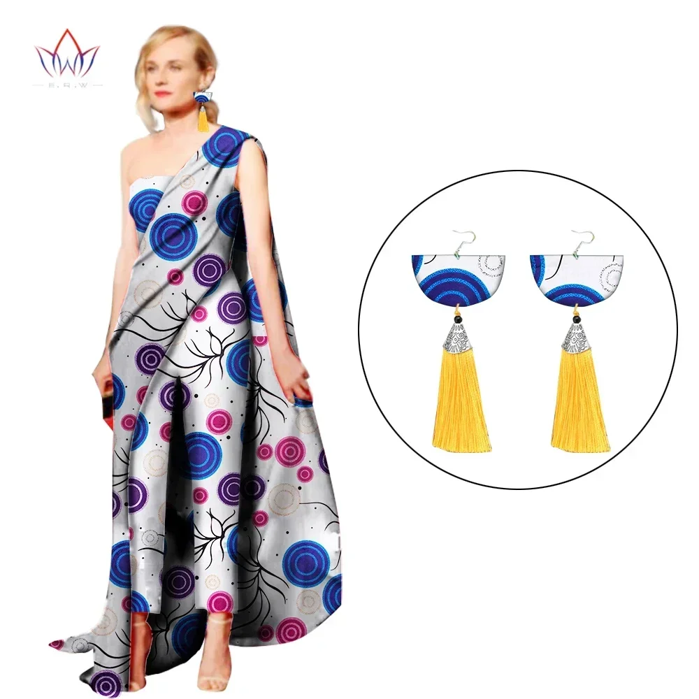 

BintaRealWax Fashion Africa Romper with Earring African Bazin Riche Sexy Jumpsuit for Women Dashiki Elegant Jumpsuit WY1992