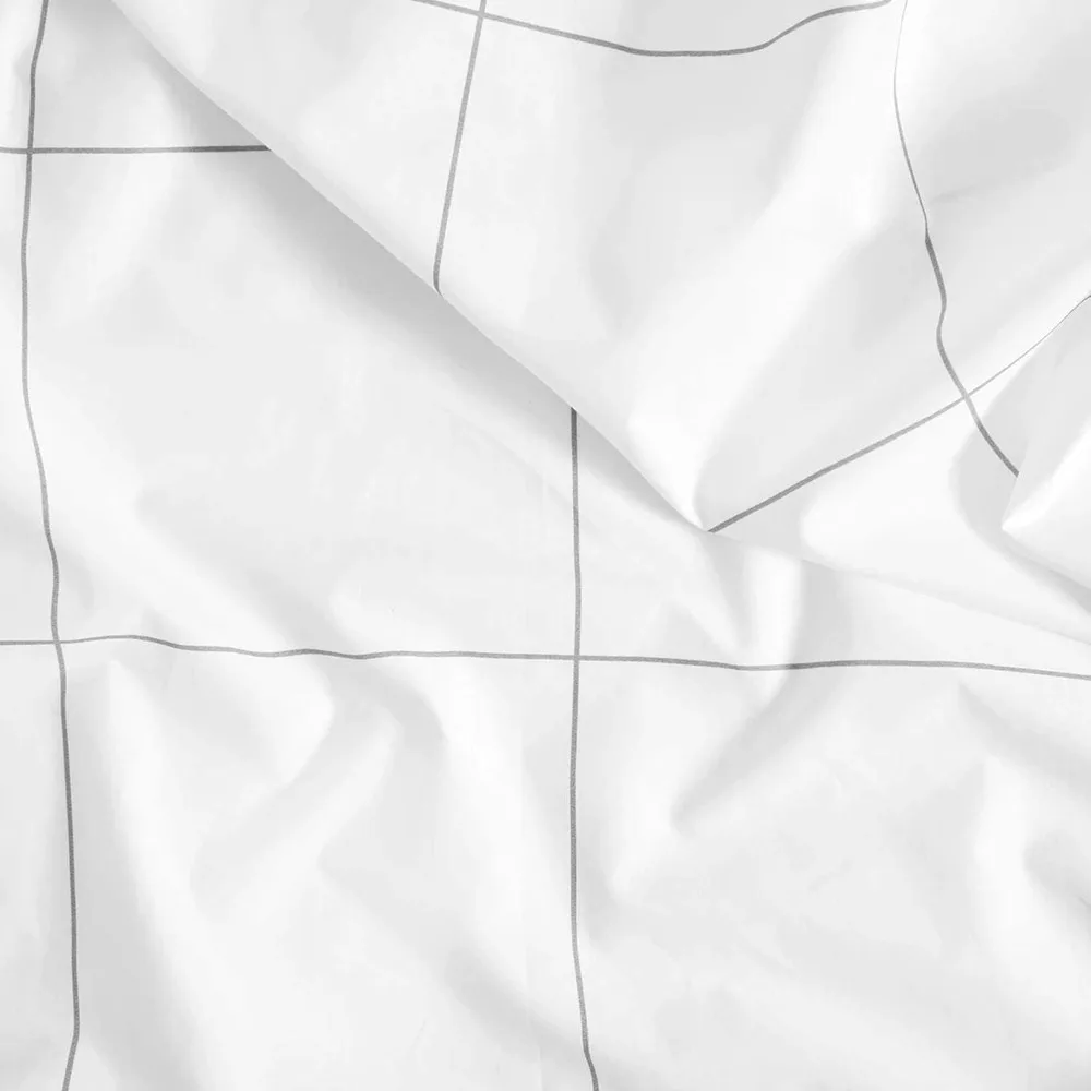 Luxury Sateen 7 Piece Sheet Set - 100% Cotton, Queen Size in Windowpane - 1 Duvet Cover, 1 Fitted Sheet, 1 Flat Sheet, 4