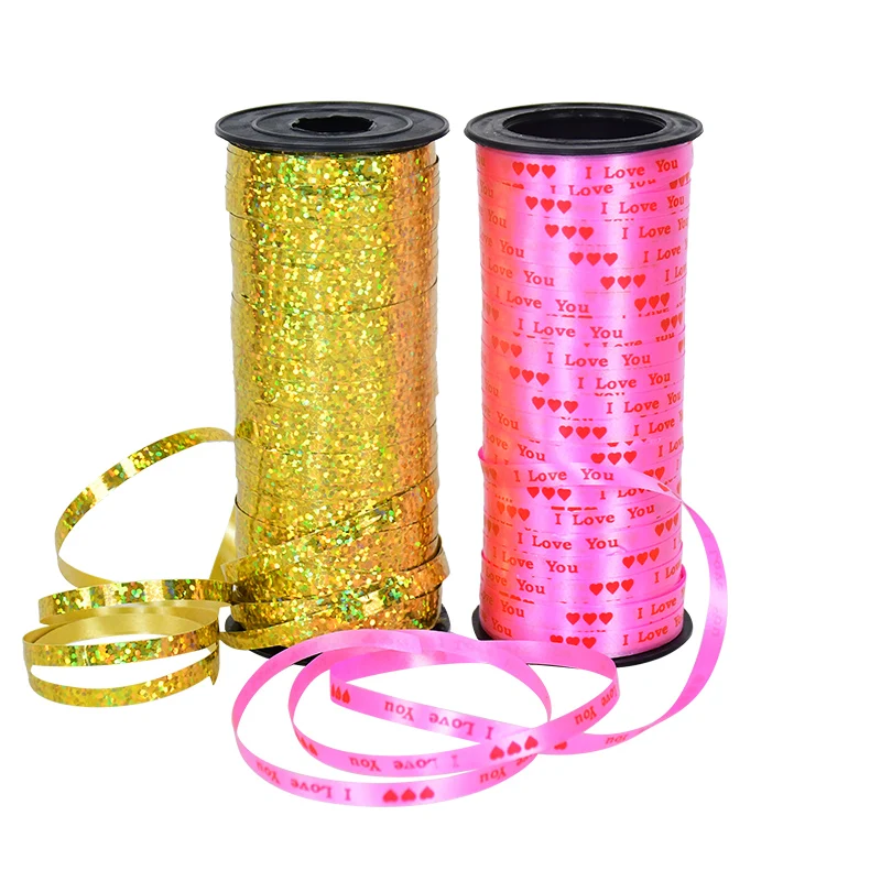 100yards/Roll Laser Ribbon Party Balloon Ribbons Birthday Hanging Garland Wedding Christmas Decoration Gift Bow Wrapping Craft