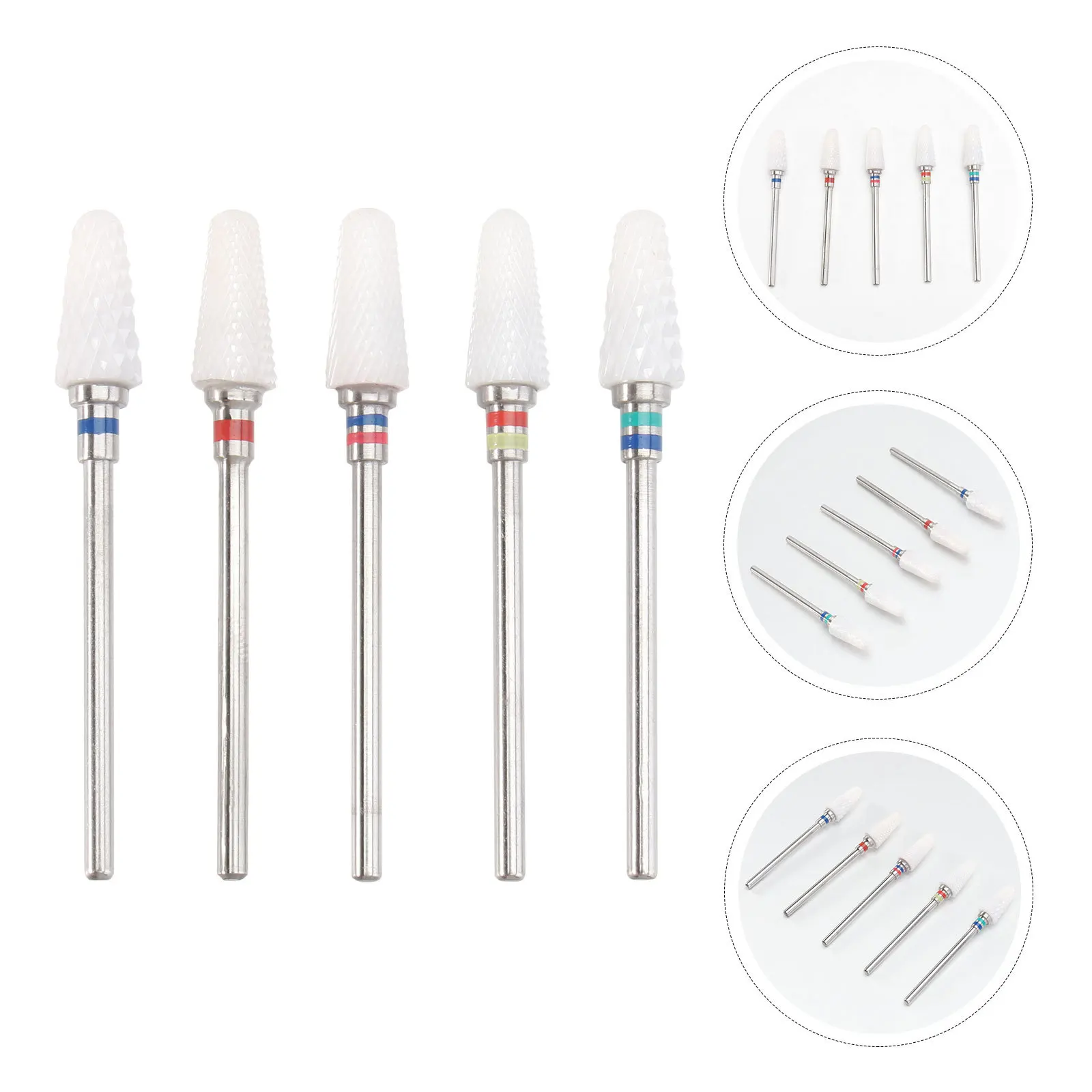 5 個セラミックネイルドリルビット研削ヘッドマニキュアペディキュアポリッシュ除去角質耐摩耗性シャープ耐久性ツールネイル